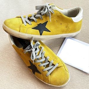 GOLDEN GOOSE Mustard Yellow and Black Suede Superstars Size 41